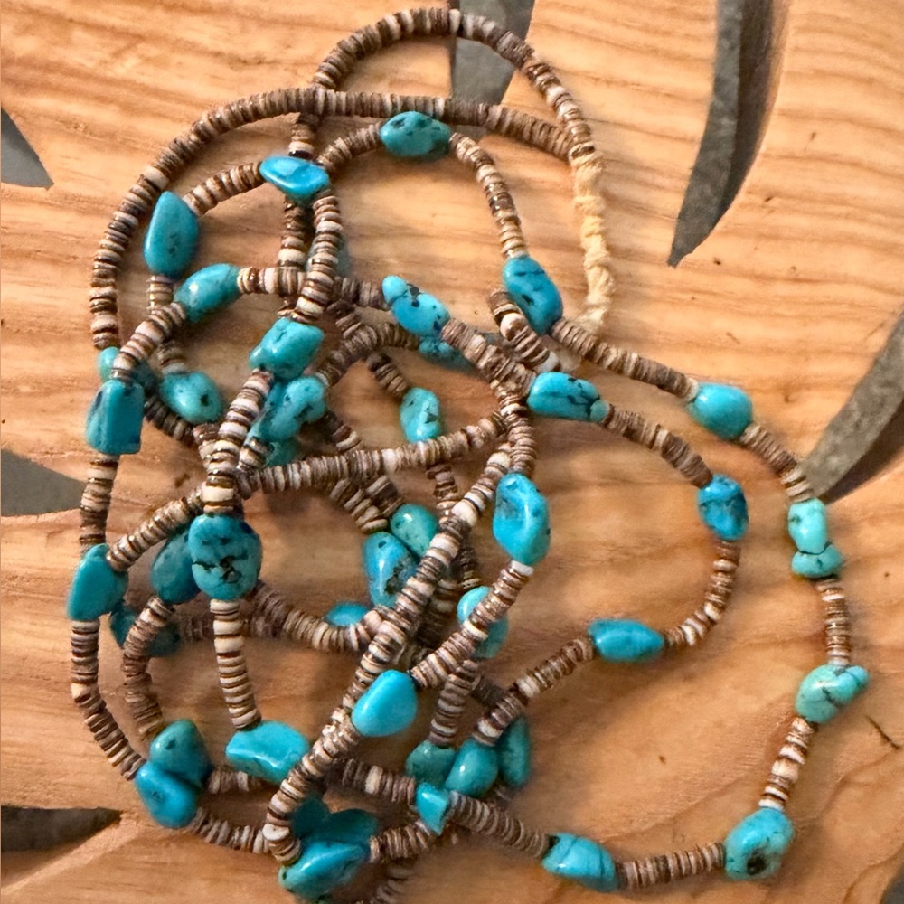 Turquoise double strand with coco bead necklace